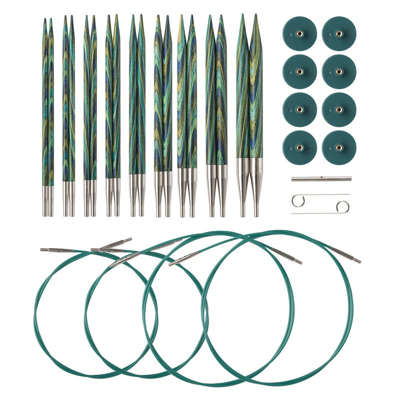 Knit Picks Options Wood Interchangeable Knitting Needle Set - US 4-11 (Mosaic)